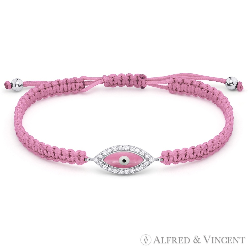 Evil Eye Macrame Bracelet in .925 Sterling Silver